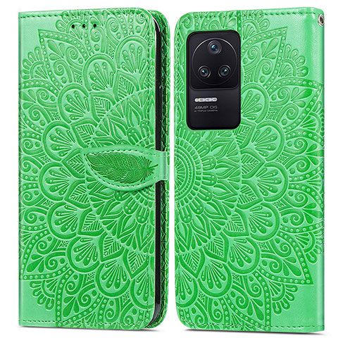 Custodia Portafoglio In Pelle Fantasia Modello Cover con Supporto S04D per Xiaomi Redmi K40S 5G Verde