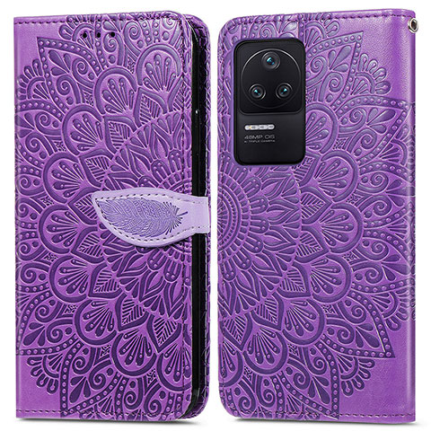 Custodia Portafoglio In Pelle Fantasia Modello Cover con Supporto S04D per Xiaomi Redmi K40S 5G Viola