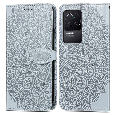 Custodia Portafoglio In Pelle Fantasia Modello Cover con Supporto S04D per Xiaomi Redmi K50 Pro 5G Grigio