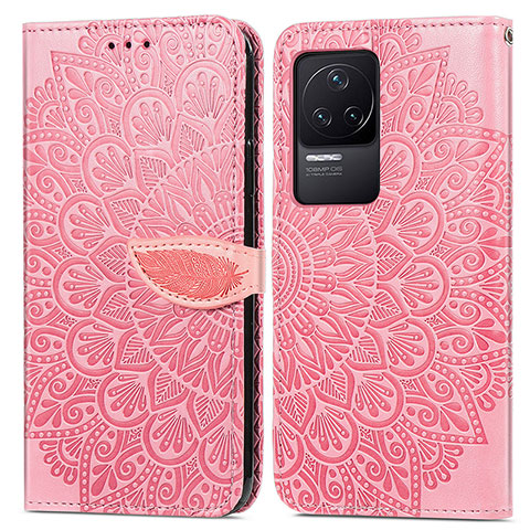 Custodia Portafoglio In Pelle Fantasia Modello Cover con Supporto S04D per Xiaomi Redmi K50 Pro 5G Oro Rosa