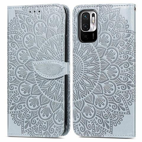 Custodia Portafoglio In Pelle Fantasia Modello Cover con Supporto S04D per Xiaomi Redmi Note 10 JE 5G Grigio