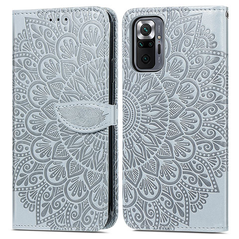 Custodia Portafoglio In Pelle Fantasia Modello Cover con Supporto S04D per Xiaomi Redmi Note 10 Pro Max Grigio