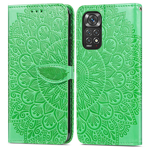 Custodia Portafoglio In Pelle Fantasia Modello Cover con Supporto S04D per Xiaomi Redmi Note 11 Pro 4G Verde