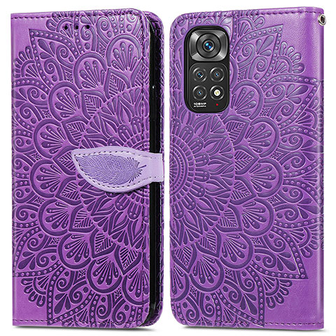 Custodia Portafoglio In Pelle Fantasia Modello Cover con Supporto S04D per Xiaomi Redmi Note 11 Pro 4G Viola