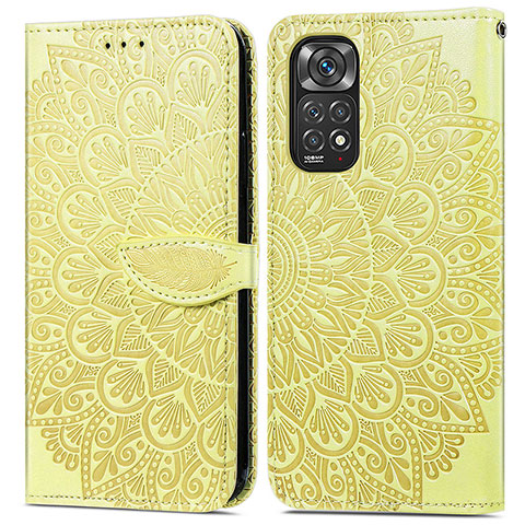 Custodia Portafoglio In Pelle Fantasia Modello Cover con Supporto S04D per Xiaomi Redmi Note 11 Pro 5G Giallo