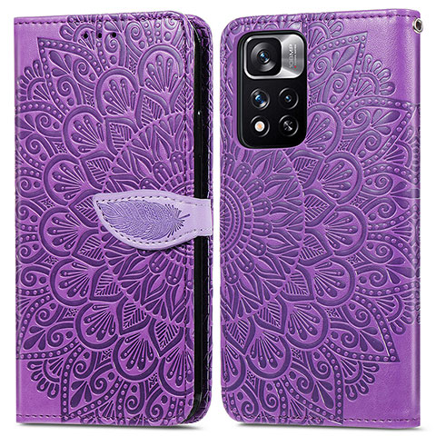 Custodia Portafoglio In Pelle Fantasia Modello Cover con Supporto S04D per Xiaomi Redmi Note 11 Pro+ Plus 5G Viola