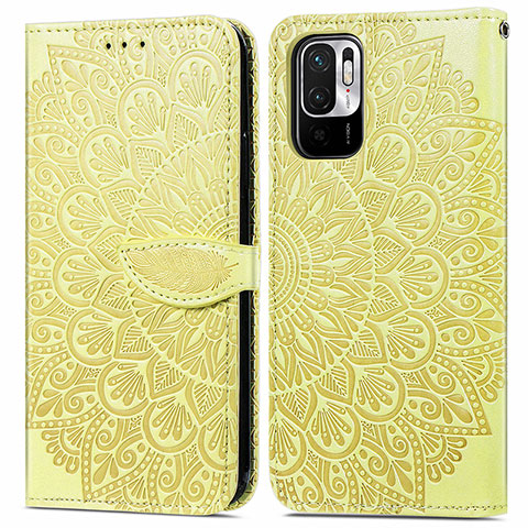 Custodia Portafoglio In Pelle Fantasia Modello Cover con Supporto S04D per Xiaomi Redmi Note 11 SE 5G Giallo