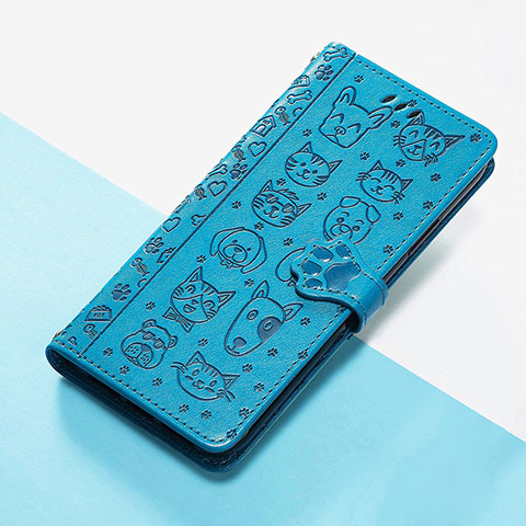 Custodia Portafoglio In Pelle Fantasia Modello Cover con Supporto S05D per Huawei Enjoy 50 Blu