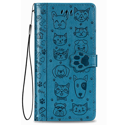 Custodia Portafoglio In Pelle Fantasia Modello Cover con Supporto S05D per Samsung Galaxy S21 5G Blu