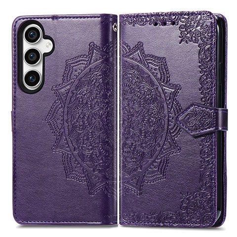 Custodia Portafoglio In Pelle Fantasia Modello Cover con Supporto S07D per Samsung Galaxy S21 FE 5G Viola