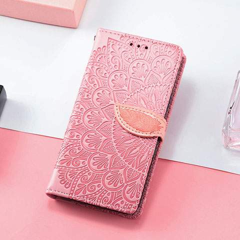 Custodia Portafoglio In Pelle Fantasia Modello Cover con Supporto S08D per Huawei Honor X8 4G Oro Rosa