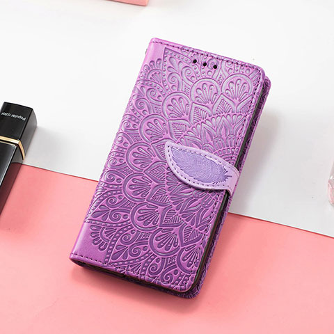 Custodia Portafoglio In Pelle Fantasia Modello Cover con Supporto S08D per Huawei Honor X8 4G Viola