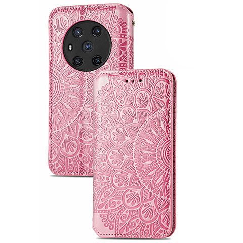 Custodia Portafoglio In Pelle Fantasia Modello Cover con Supporto S09D per Huawei Honor Magic3 5G Oro Rosa