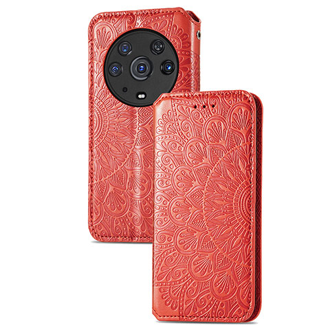 Custodia Portafoglio In Pelle Fantasia Modello Cover con Supporto S09D per Huawei Honor Magic3 Pro 5G Rosso