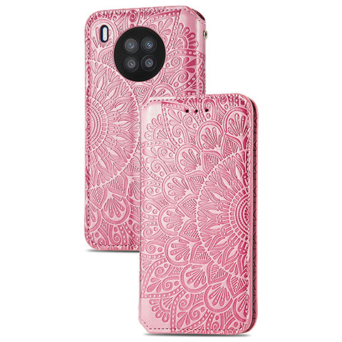 Custodia Portafoglio In Pelle Fantasia Modello Cover con Supporto S09D per Huawei Nova 8i Oro Rosa