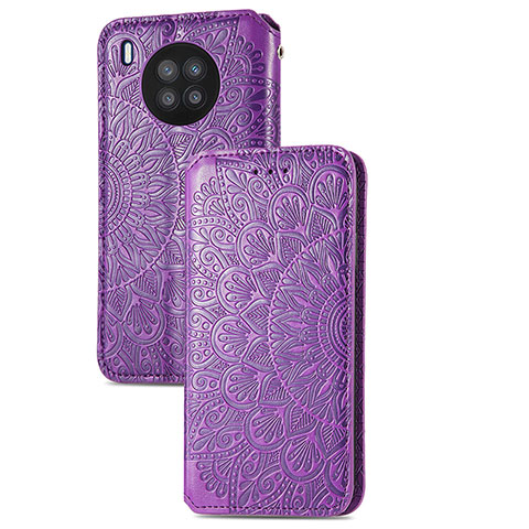 Custodia Portafoglio In Pelle Fantasia Modello Cover con Supporto S09D per Huawei Nova 8i Viola