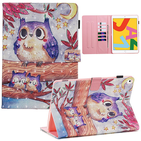 Custodia Portafoglio In Pelle Fantasia Modello Cover con Supporto Y01B per Apple iPad 10.2 (2019) Marrone