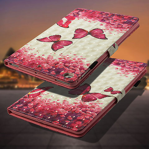 Custodia Portafoglio In Pelle Fantasia Modello Cover con Supporto Y01B per Apple iPad Air 2 Rosso