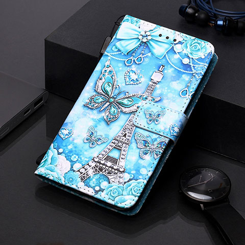 Custodia Portafoglio In Pelle Fantasia Modello Cover con Supporto Y01B per Samsung Galaxy A20s Azzurro