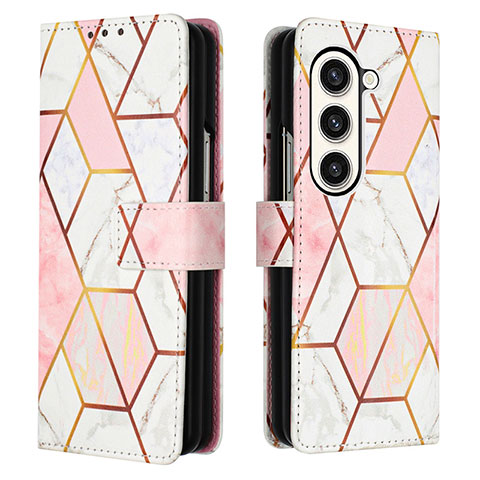 Custodia Portafoglio In Pelle Fantasia Modello Cover con Supporto Y01B per Samsung Galaxy Z Fold5 5G Bianco