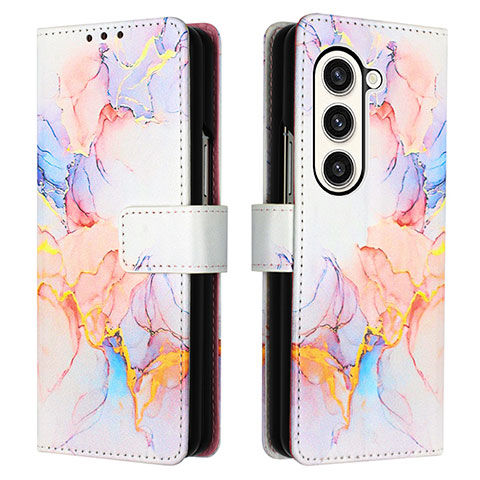 Custodia Portafoglio In Pelle Fantasia Modello Cover con Supporto Y01B per Samsung Galaxy Z Fold5 5G Blu