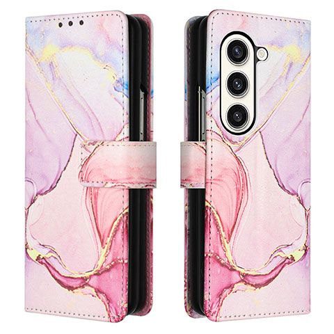 Custodia Portafoglio In Pelle Fantasia Modello Cover con Supporto Y01B per Samsung Galaxy Z Fold5 5G Rosa