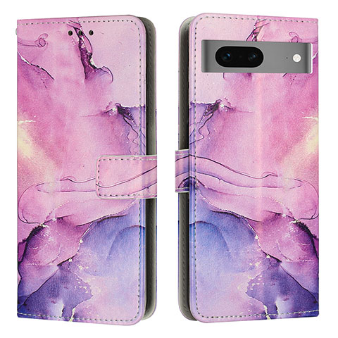 Custodia Portafoglio In Pelle Fantasia Modello Cover con Supporto Y01X per Google Pixel 7 5G Viola