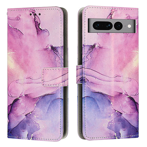 Custodia Portafoglio In Pelle Fantasia Modello Cover con Supporto Y01X per Google Pixel 7 Pro 5G Viola