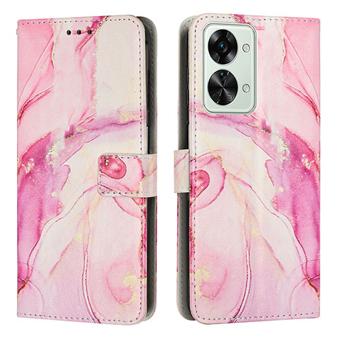 Custodia Portafoglio In Pelle Fantasia Modello Cover con Supporto Y01X per OnePlus Nord 2T 5G Rosa