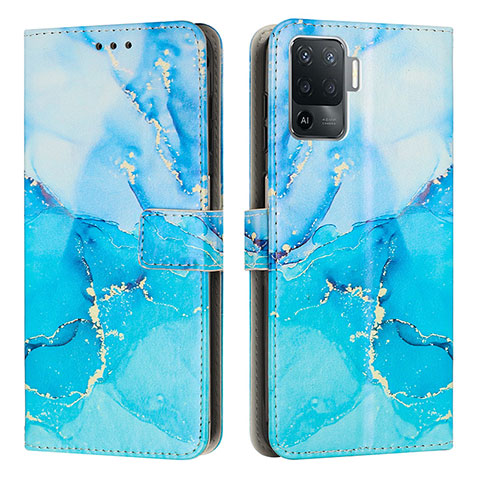 Custodia Portafoglio In Pelle Fantasia Modello Cover con Supporto Y01X per Oppo F19 Pro Blu