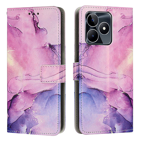 Custodia Portafoglio In Pelle Fantasia Modello Cover con Supporto Y01X per Realme C53 Viola