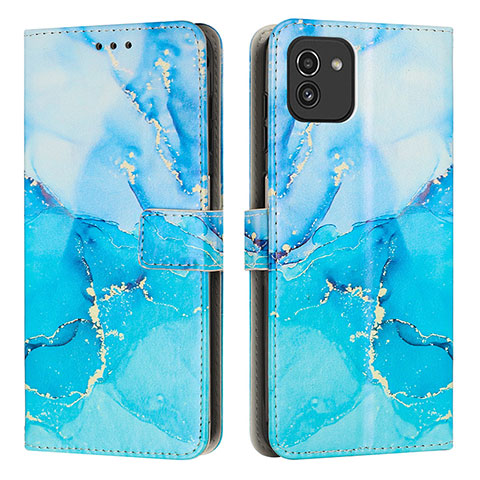 Custodia Portafoglio In Pelle Fantasia Modello Cover con Supporto Y01X per Samsung Galaxy A03 Blu