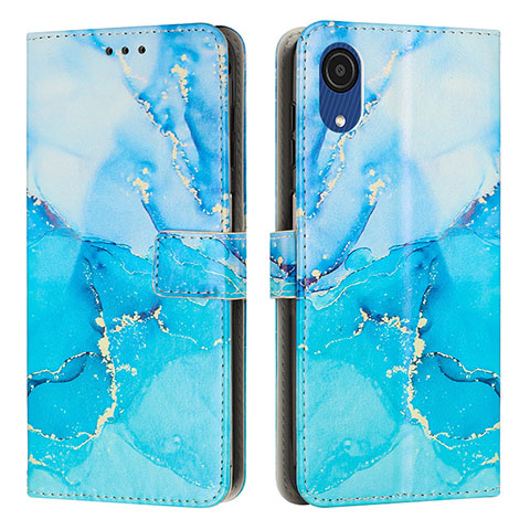 Custodia Portafoglio In Pelle Fantasia Modello Cover con Supporto Y01X per Samsung Galaxy A03 Core Blu