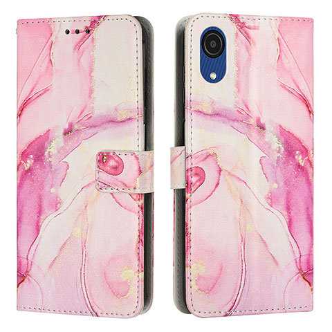 Custodia Portafoglio In Pelle Fantasia Modello Cover con Supporto Y01X per Samsung Galaxy A03 Core Rosa