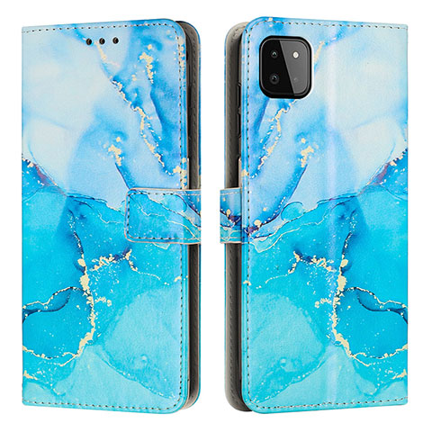 Custodia Portafoglio In Pelle Fantasia Modello Cover con Supporto Y01X per Samsung Galaxy A22 5G Blu