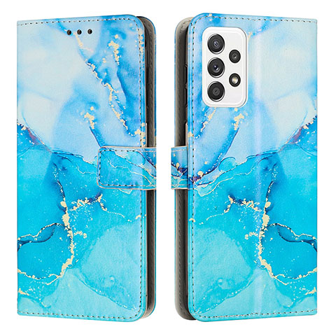 Custodia Portafoglio In Pelle Fantasia Modello Cover con Supporto Y01X per Samsung Galaxy A52 4G Blu