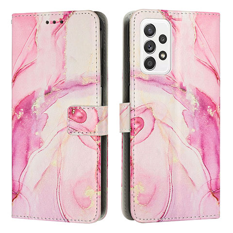 Custodia Portafoglio In Pelle Fantasia Modello Cover con Supporto Y01X per Samsung Galaxy A52 4G Rosa