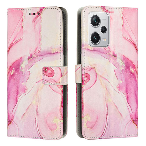 Custodia Portafoglio In Pelle Fantasia Modello Cover con Supporto Y01X per Xiaomi Redmi Note 12 Pro 5G Rosa