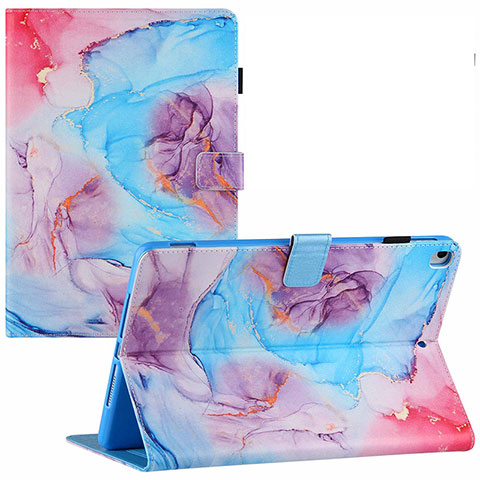 Custodia Portafoglio In Pelle Fantasia Modello Cover con Supporto Y02B per Apple iPad 10.2 (2019) Cielo Blu