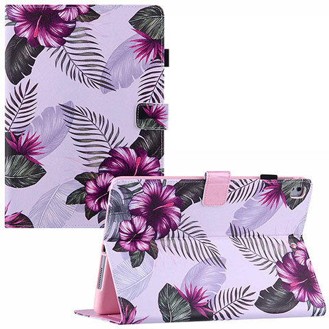 Custodia Portafoglio In Pelle Fantasia Modello Cover con Supporto Y02B per Apple iPad Air Viola