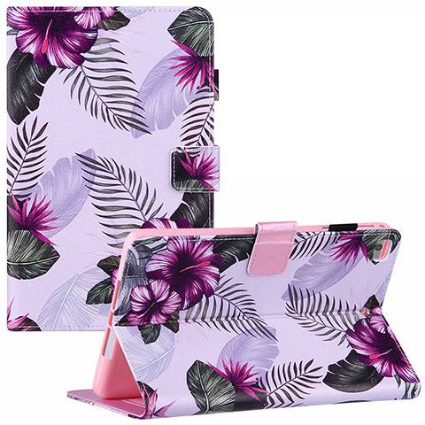 Custodia Portafoglio In Pelle Fantasia Modello Cover con Supporto Y02B per Apple iPad Mini 5 (2019) Viola