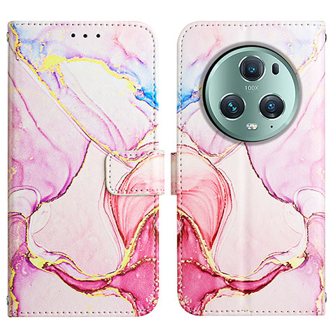 Custodia Portafoglio In Pelle Fantasia Modello Cover con Supporto Y02B per Huawei Honor Magic5 Pro 5G Rosa