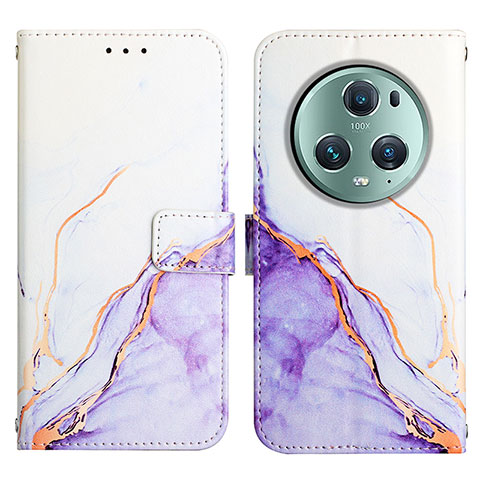 Custodia Portafoglio In Pelle Fantasia Modello Cover con Supporto Y02B per Huawei Honor Magic5 Pro 5G Viola