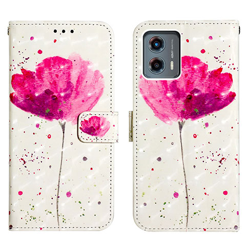 Custodia Portafoglio In Pelle Fantasia Modello Cover con Supporto Y02B per Motorola Moto G 5G (2023) Rosa