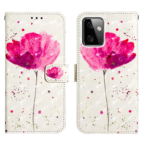 Custodia Portafoglio In Pelle Fantasia Modello Cover con Supporto Y02B per Motorola Moto G Power 5G (2023) Rosa