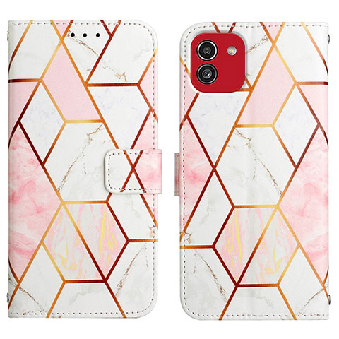 Custodia Portafoglio In Pelle Fantasia Modello Cover con Supporto Y02B per Samsung Galaxy A03 Bianco