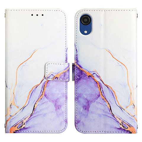 Custodia Portafoglio In Pelle Fantasia Modello Cover con Supporto Y02B per Samsung Galaxy A03 Core Lavanda