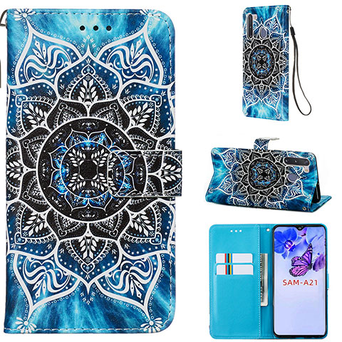 Custodia Portafoglio In Pelle Fantasia Modello Cover con Supporto Y02B per Samsung Galaxy A21 European Multicolore