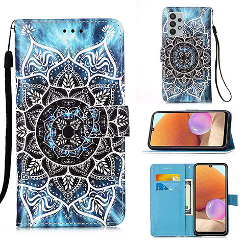 Custodia Portafoglio In Pelle Fantasia Modello Cover con Supporto Y02B per Samsung Galaxy A32 4G Multicolore