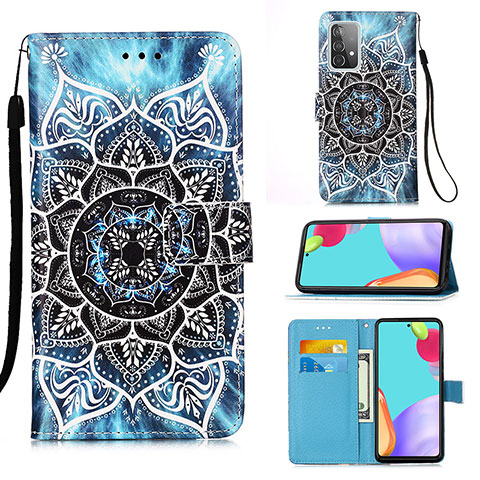 Custodia Portafoglio In Pelle Fantasia Modello Cover con Supporto Y02B per Samsung Galaxy A52 4G Multicolore